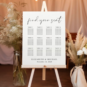 Minimalist 12 Table Wedding Seating Chart Foam Board