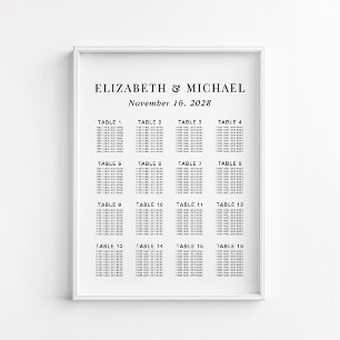 Minimalist 16 Table Wedding Seating Chart