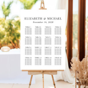 Minimalist 16 Table Wedding Seating Chart Foam Board