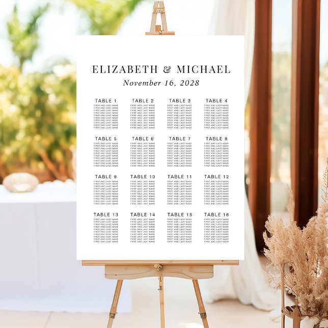 Minimalist 16 Table Wedding Seating Chart Foam Board (Creator Uploaded)