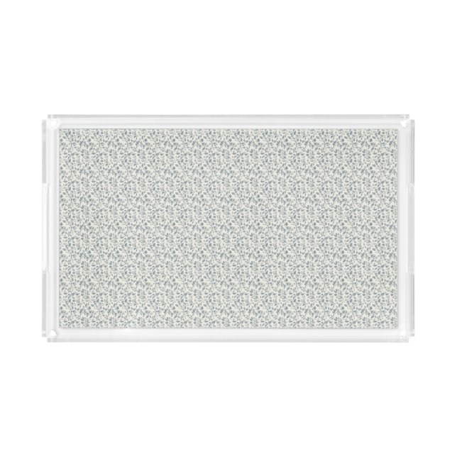 Minimalist 1940s Eucalyptus Slate Blue Sprig Acrylic Tray (Front)