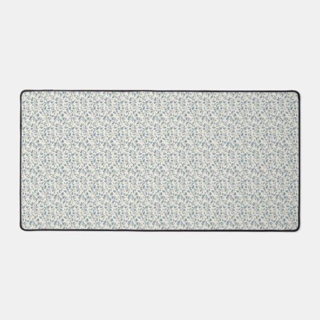 Minimalist 1940s Eucalyptus Slate Blue Sprig Desk Mat (Front)