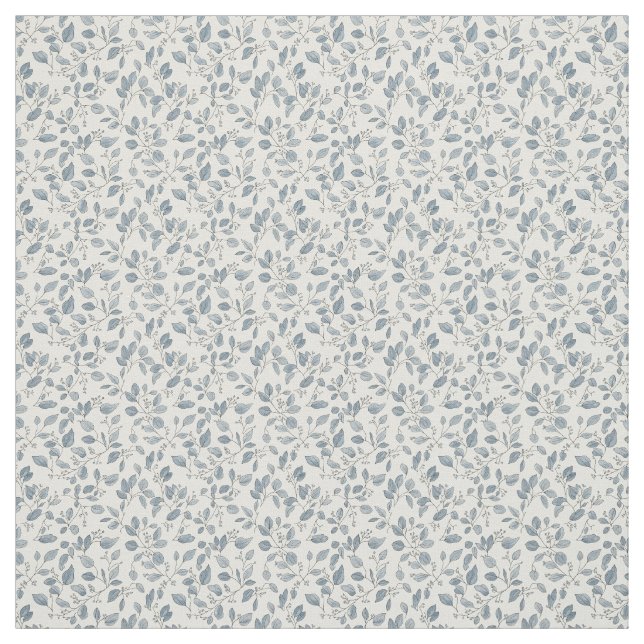 Minimalist 1940s Eucalyptus Slate Blue Sprig Fabric (Swatch)