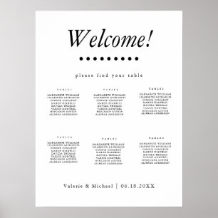 Minimalist-1 B&W Wedding 6 Tables Seating Chart