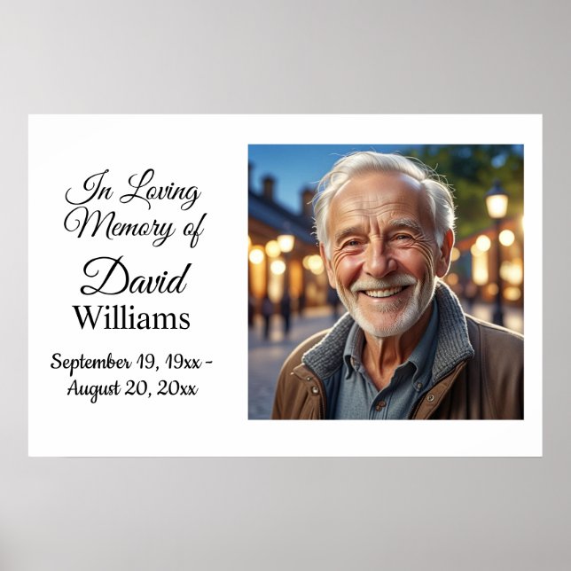 Minimalist 1 Special Photo Celebration of Life Poster (Front)