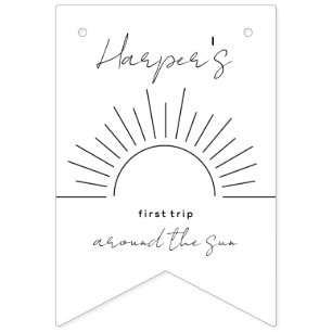 Minimalist 1st Birthday First Trip Around the Sun Bunting Flags