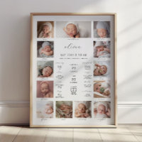 Minimalist 1st Birthday Milestone Photo Collage