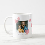 Minimalist 1st Mother's Day Photo Gift with Hearts Coffee Mug<br><div class="desc">This customizable design is the perfect mother's day gift idea for new moms,  old moms,  grandparents and everyone in between. The cute,  doodle pink hearts show the love between a mom and her baby.</div>