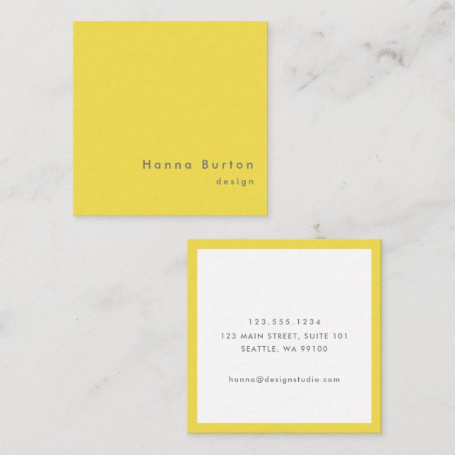Minimalist 2021 Illuminating Yellow Square Business Card (Front/Back)