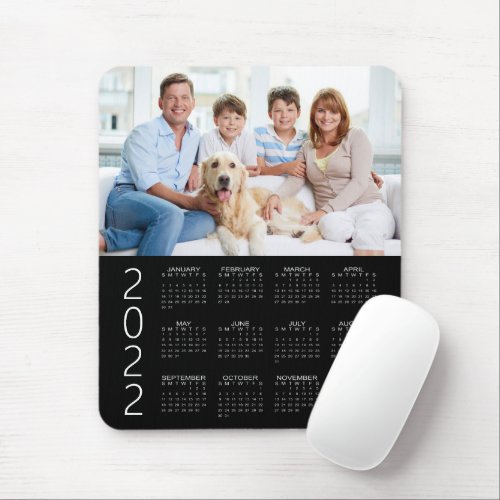 Minimalist 2022 Calendar Photo Black and White Mouse Pad
