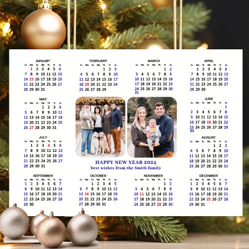 Minimalist 2024 Calendar Modern 2 Photo Magnetic