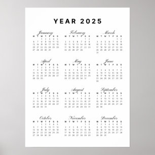 Minimalist 2025 Calendar Poster