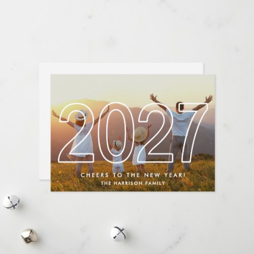 Minimalist 2027 New Year Photo Holiday Card