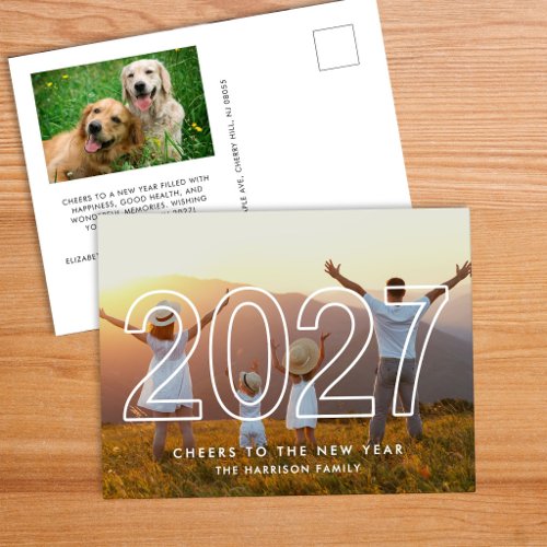 Minimalist 2027 New Year Photo Holiday Postcard