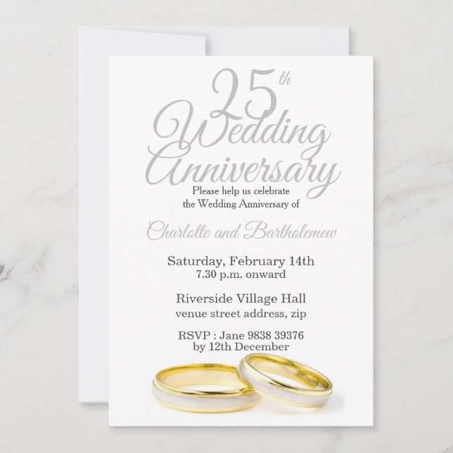Minimalist 25th Wedding Anniversary Invitation (Front)