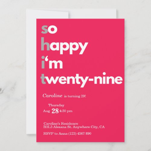 Minimalist 29th Birthday Invitation Modern 29