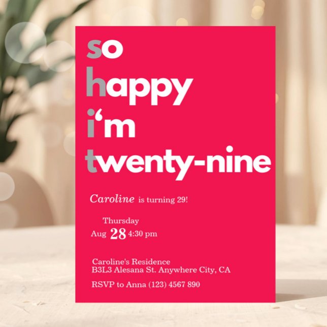 Minimalist 29th Birthday Invitation Modern 29 (Minimalist 29th Birthday Invitation)