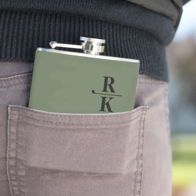 Minimalist 2-letters Black Monogram greenish Flask (In Situ)