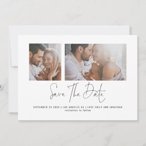 Minimalist 2 Photo Any Color Wedding Save The Date