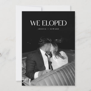 Minimalist 2-Photo Black & White Wedding Elopement Announcement