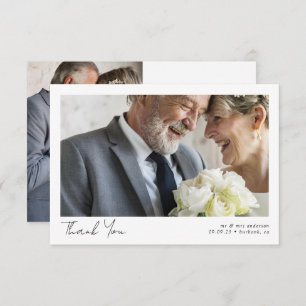 Minimalist 2 Photo Calligraphy Vow Renewal Thank You Card