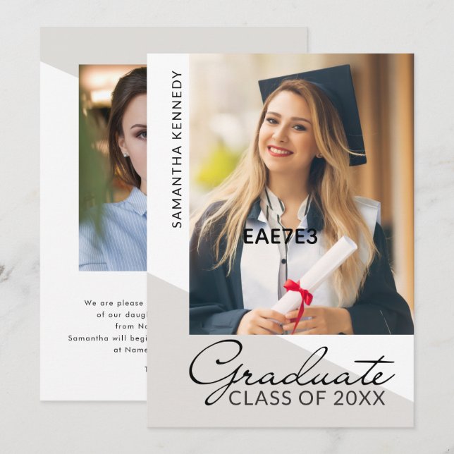 Minimalist 2 Photo Graduation Class of 2026 Announcement (Front/Back)