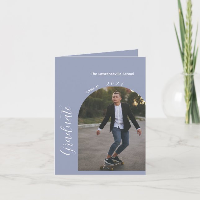 Minimalist 2 photo graduation party invitation (Front)