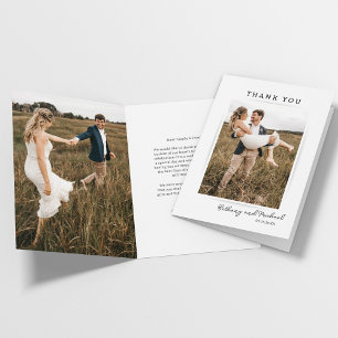 Minimalist 2 Photo Wedding Thank You Folded Card