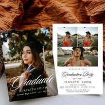 Minimalist 2 Photos Graduation Announcements