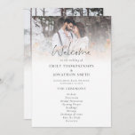 Minimalist 2 Photos Overlay Script Wedding Program<br><div class="desc">Minimalist 2 Photos Overlay Script Wedding Program. Contemporary elegance with your photo to the top edge behind a graduated tint layer with the text partially overlaid on top of your image at the bottom. Choose a different photo for the other side. The main header Welcome is in a stylish set...</div>