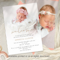 Minimalist 2 Photos Overlay Welcome Birth Announcement