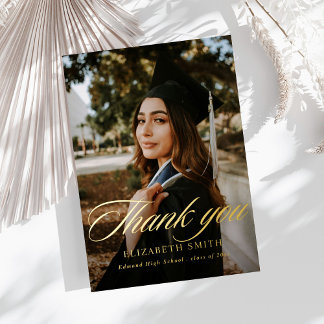 Minimalist 2 Photos Script Graduation 2024 Foil Invitation