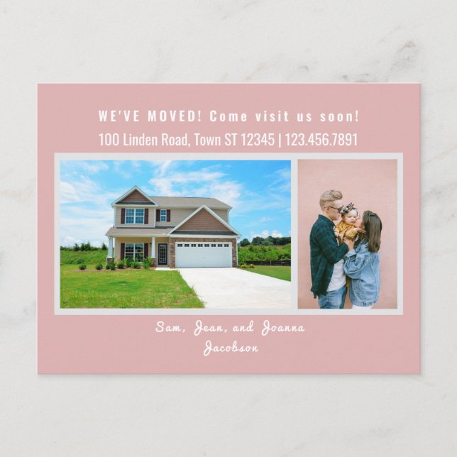 Minimalist 2 Photos We've Moved Announcement Postcard (Front)