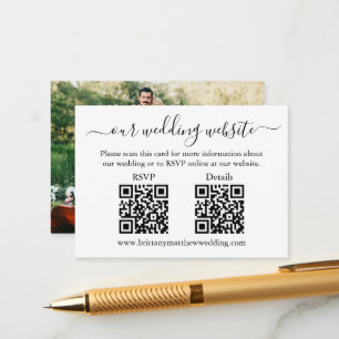 Minimalist 2 QR Wedding RSVP Details Photo Enclosure Card