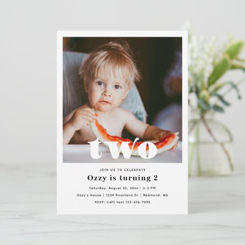 Minimalist 2nd Birthday Invitation  2nd Birthday