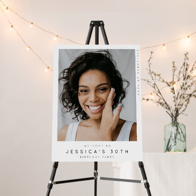 Minimalist 30th Birthday Party Welcome Photo Foam Board (In Situ (Stand))