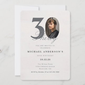 Minimalist 30th Year Birthday Invitation