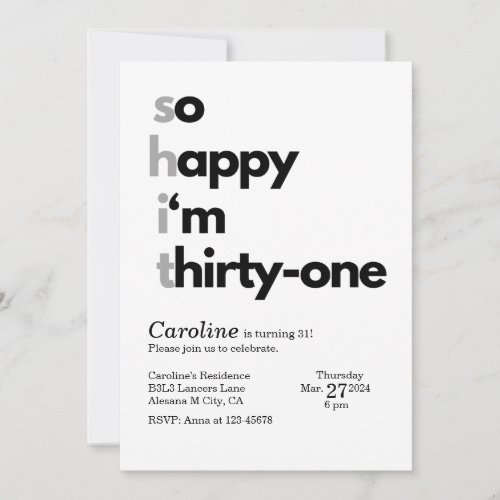 Minimalist 31st Birthday Invitation Modern Theme