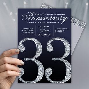 Minimalist 33rd Silver Wedding Anniversary  Invitation