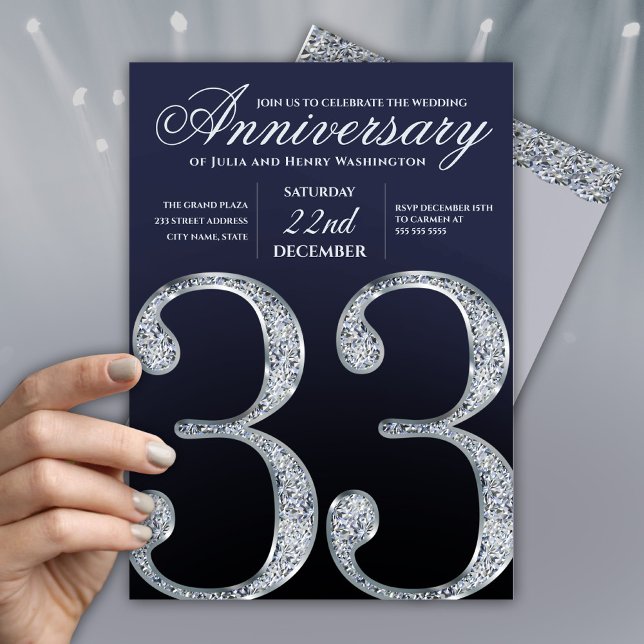 Minimalist 33rd Silver Wedding Anniversary  Invitation (Creator Uploaded)