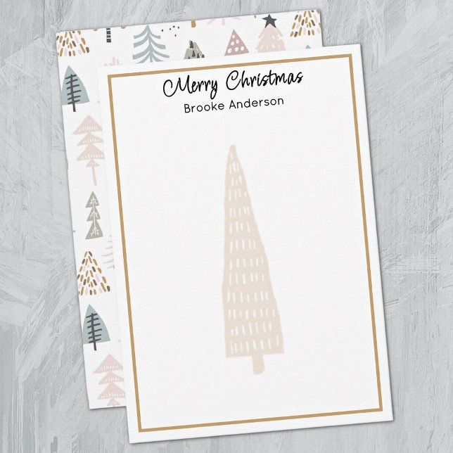 Minimalist 3.5x5-in Illustrated Trees Christmas  Note Card (Creator Uploaded)