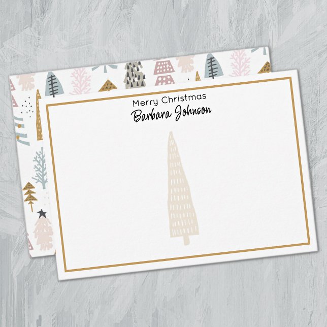 Minimalist 3.5x5-in Illustrated Trees Christmas Note Card (Creator Uploaded)