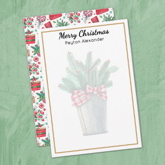 Minimalist 3.5x5-in Watercolor Christmas Elements Note Card