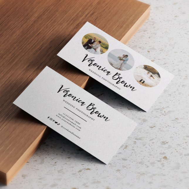 Minimalist 3 Circle Photo Trendy Photographer  Business Card (Creator Uploaded)