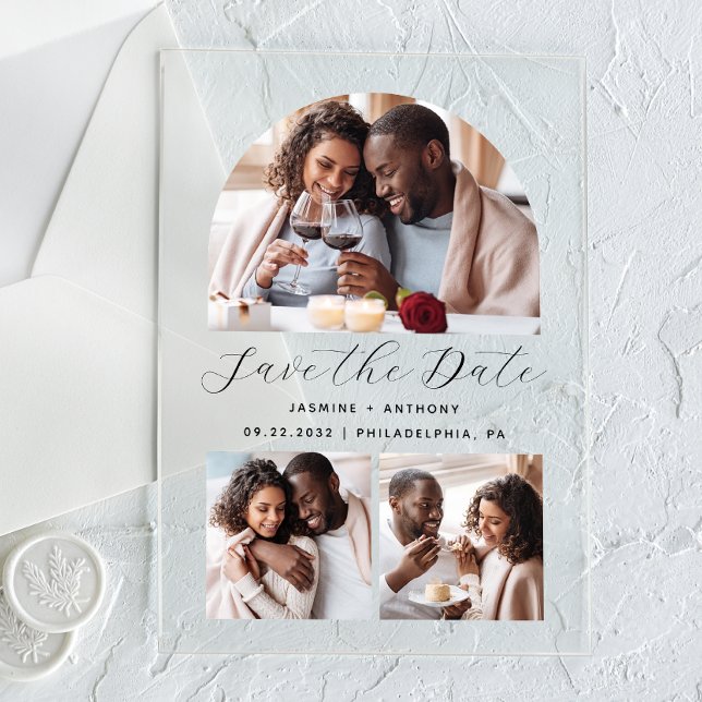 Minimalist 3-Photo Arch Collage Save the Date (Creator Uploaded)