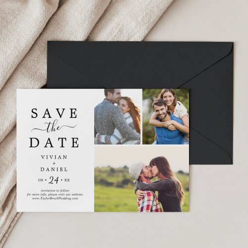 Minimalist 3 Photo Collage Save The Date
