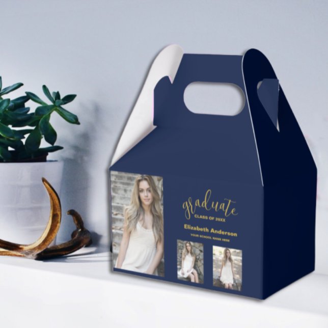 Minimalist 3 Photo Graduation Favor Boxes (Creator Uploaded)