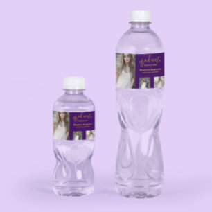 Minimalist 3 Photo Graduation Water Bottle Label