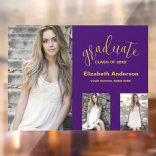 Minimalist 3 Photo Graduation Window Cling