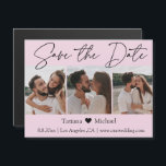 minimalist 3 photo pink save the date  magnet<br><div class="desc">elegant minimalist three photos collage pink save the date  magnet 
photos by freepik.com</div>